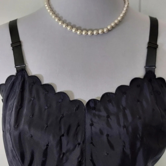 Vintage Black Barbizon Candie Tafredda Scalloped Edges Sexy Unique Slip Dress - Picture 11 of 16